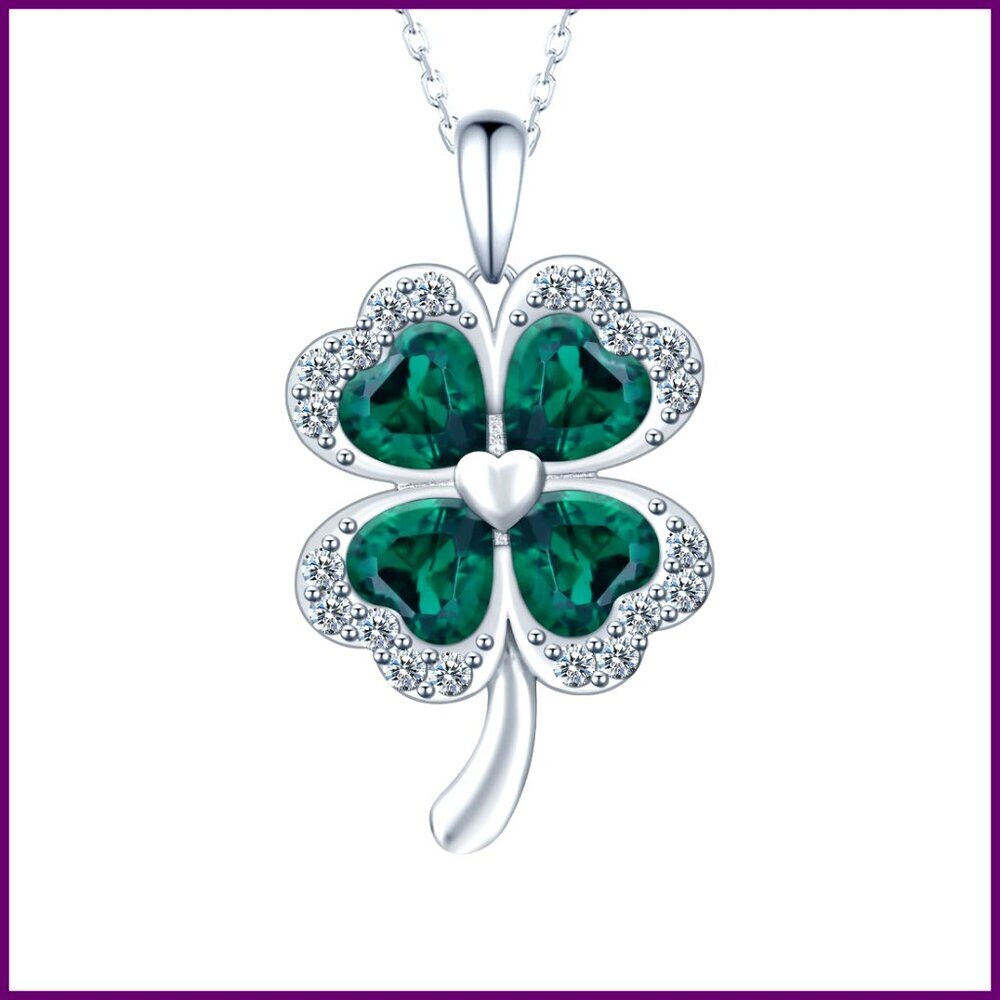 925 Sterling Silver Four Leaf Clover Pendant Necklace 18+2 Inch Chain